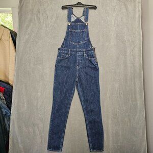 Women's Levi's Premium Dark Denim Overalls Size 29 Skinny Side Zip A3-26